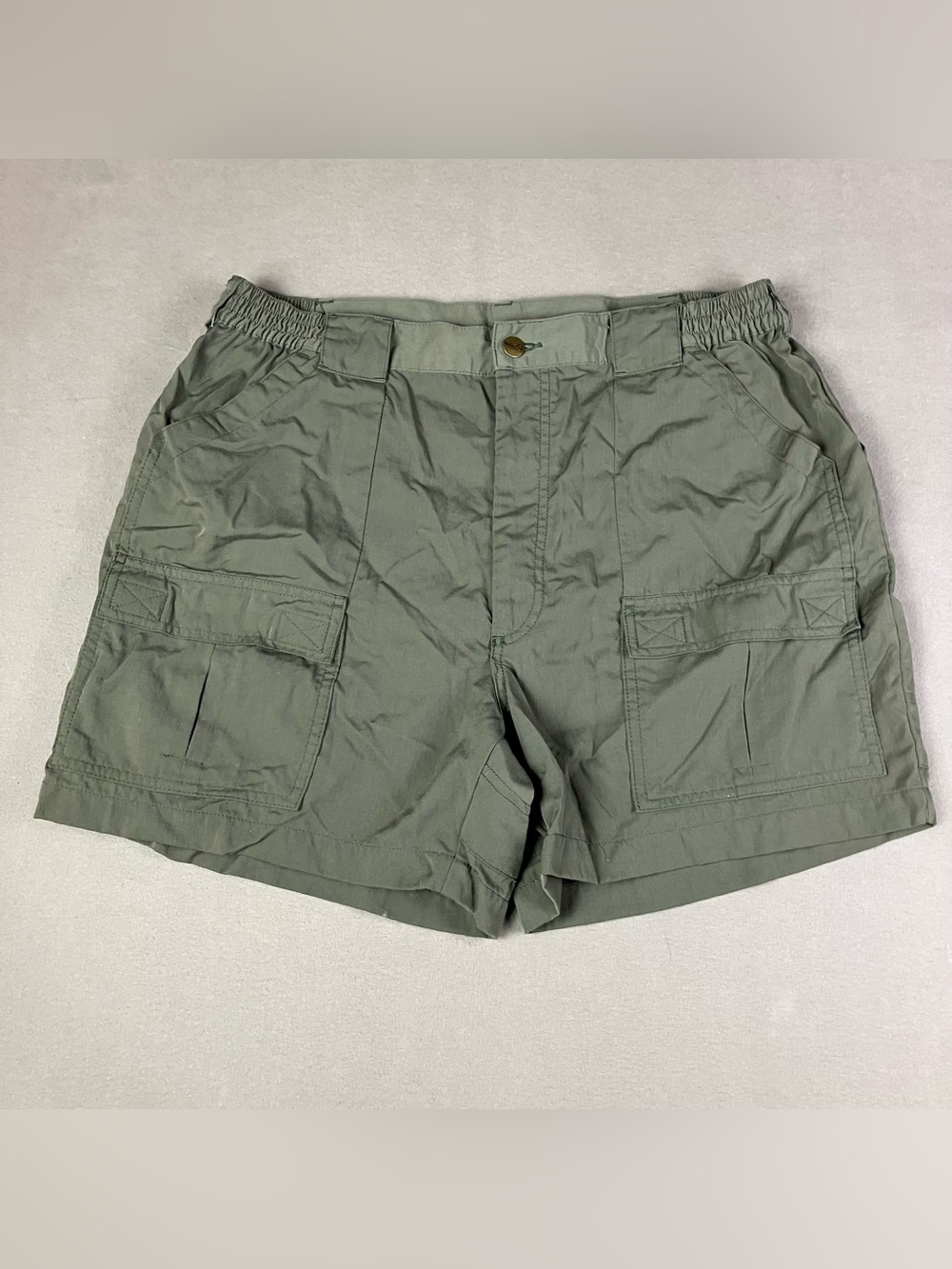 Vintage L.L. Bean Hiking Trail Cargo Shorts Men’s Size 36 Elastic Waist Green